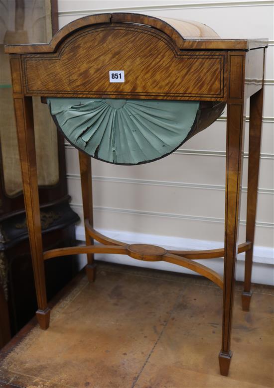 An Edwardian satinwood rectangular work table, W.50cm